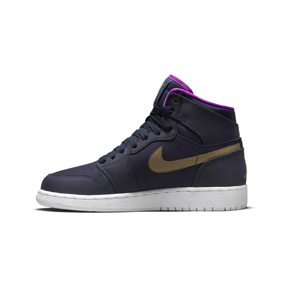 Jordan 1 Retro High Maya Moore (GS) Obsidian/Metallic Gold-White-Vivid Purple (332148-428)