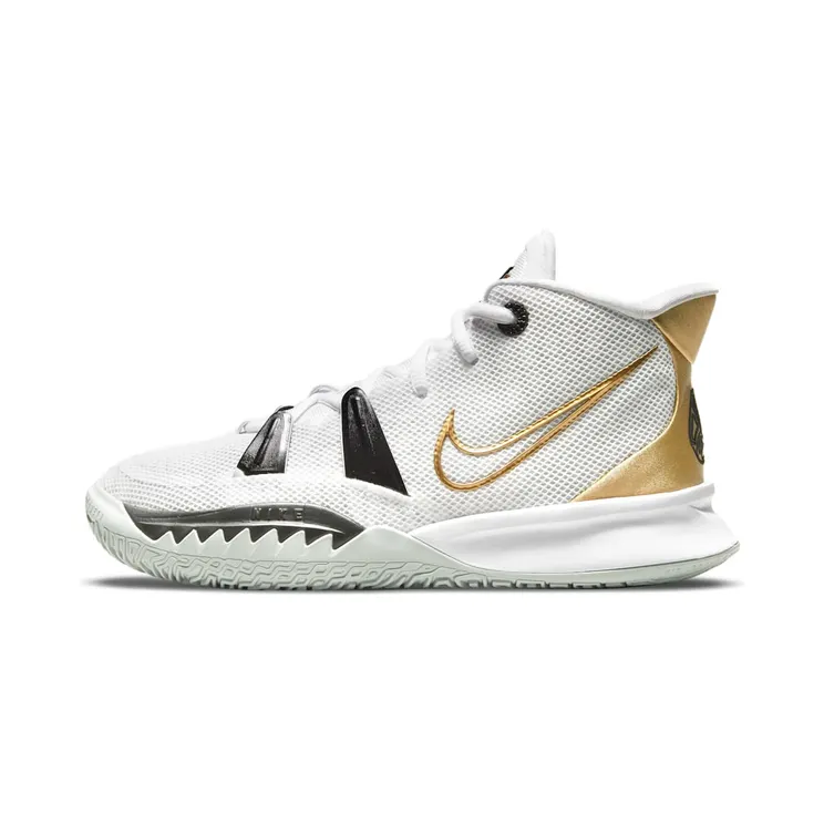 Nike Kyrie 7 “White / Black / Grey Fog / Metallic Gold” (CT4080-101)