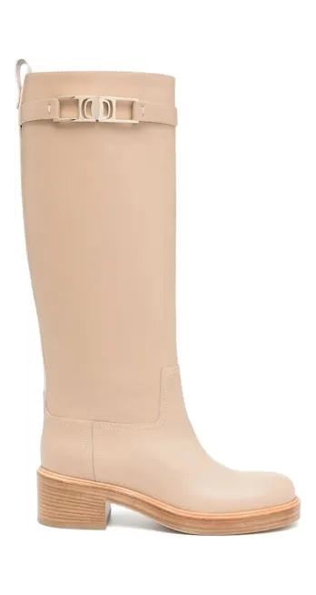Ferragamo Ornament Square Gancini Boots Beige Khaki (01C904750682)