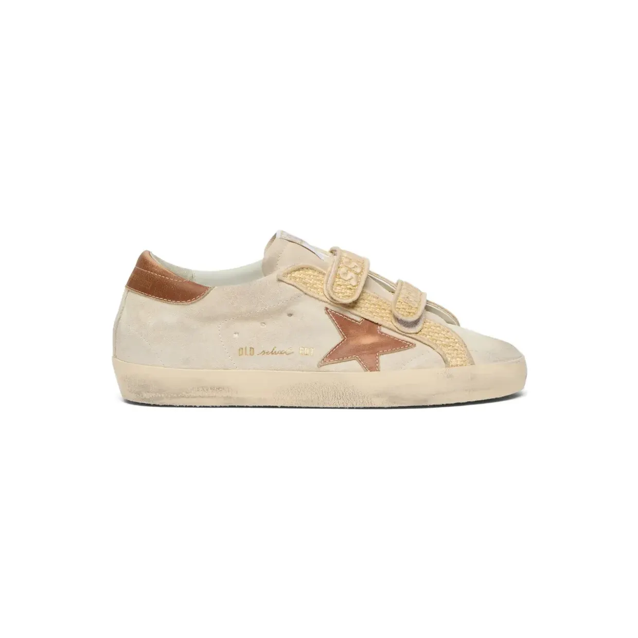 Golden Goose Old School aus Wildleder mit Lederstern und Raffia-Riemen Nude (GWF00111F008603)