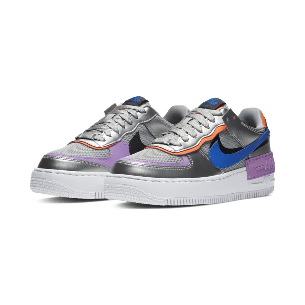Nike Air Force 1 Shadow Metallic Silver (W) Metallic Silver/Fuchsia Glow-Hyper Crimson-Racer Blue (CW6030-001)