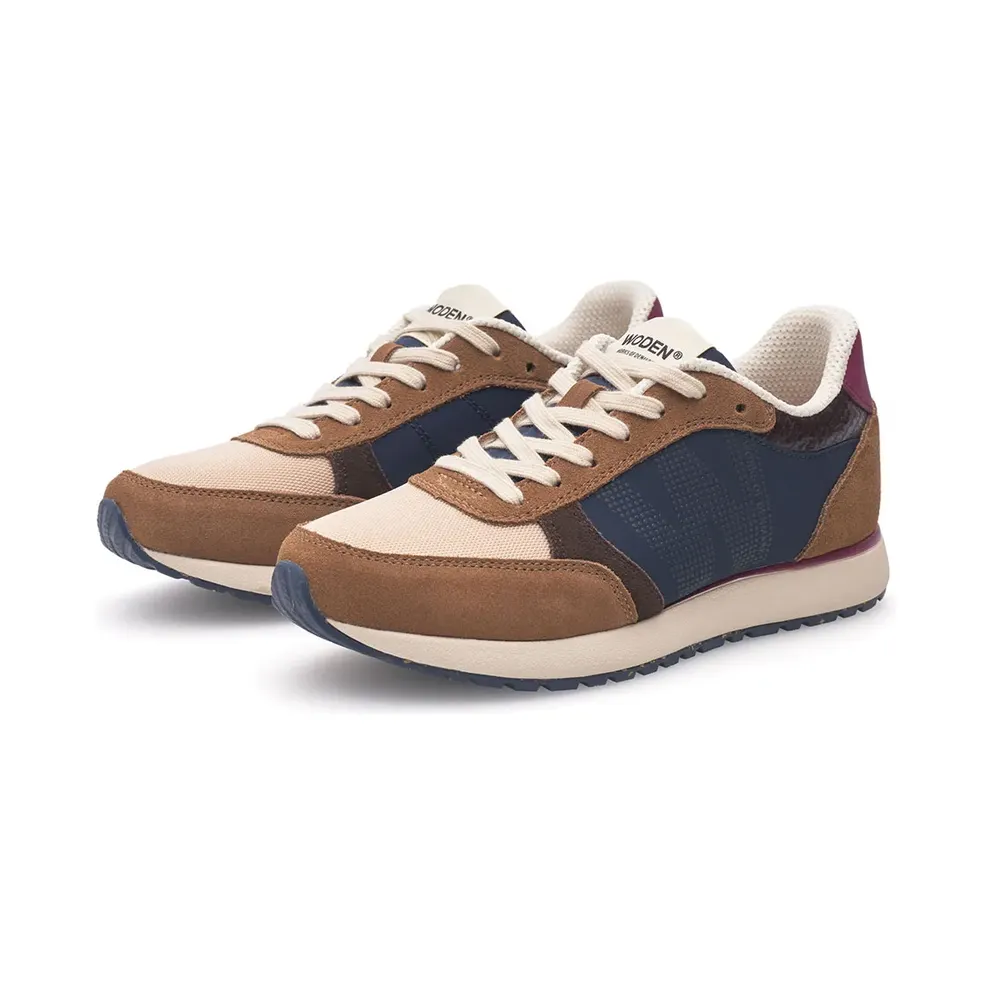 Woden sneaker Lichtbeige / Marine / Karamel / Cyclaam (WL740-258)