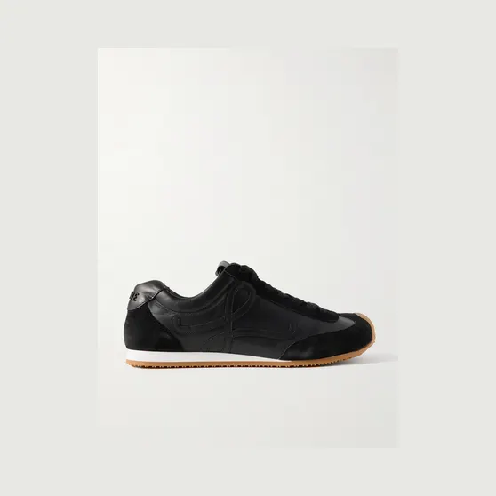Loewe Ballet Runner 2.0 Suede-Trimmed Leather Sneakers Black (M816282XAR)