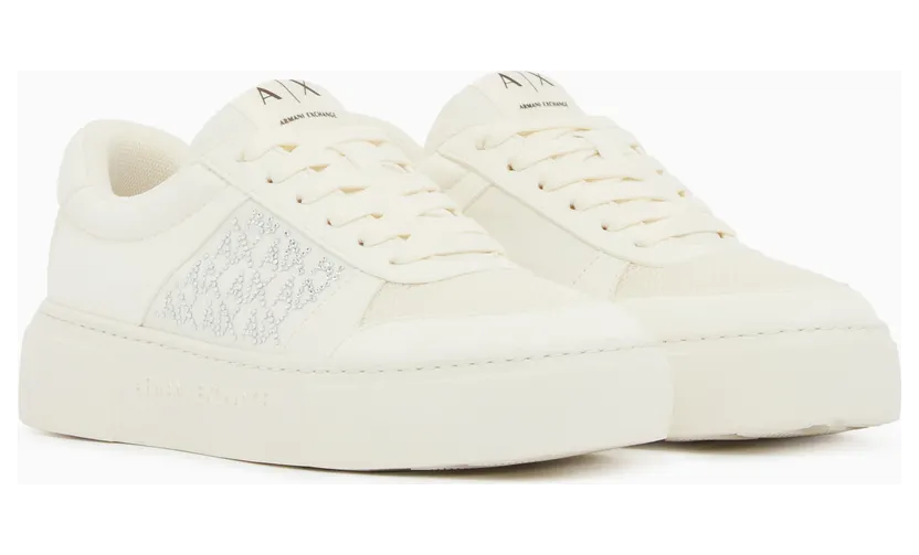 Armani Lace-Up Low-Top Sneakers In Textured Mesh With A Thick Sole (XW002788-AF23057-U0011) (2)