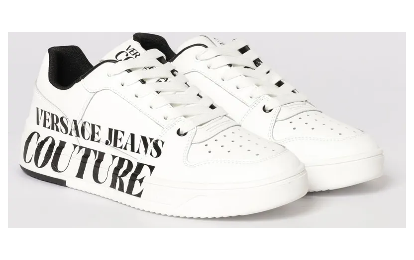 Versace Leather Sneakers with Logo Print White (80YA3SJ5ZPB88003)