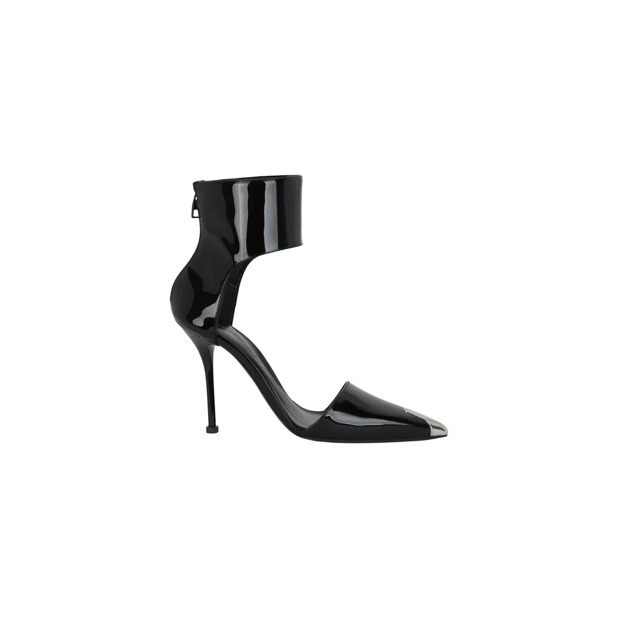 Alexander McQueen Punk Patent Leather Heels Black Silver (718859-WHJUM-1081)
