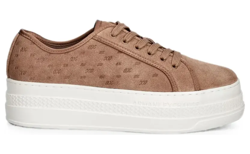 Armani Exchange Sneakers met monogram-reliëf en plateauzool – Bruin (XW003070AF2)