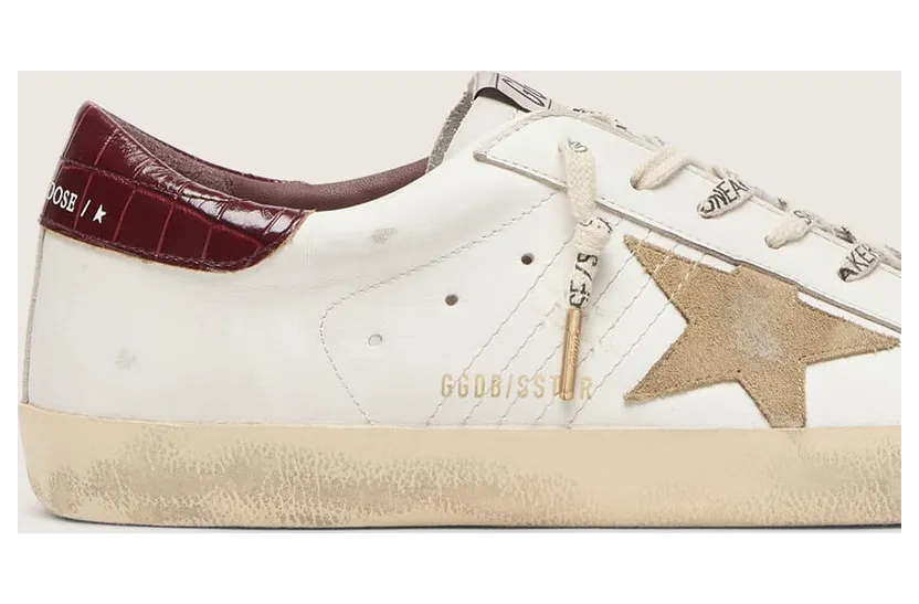 Golden Goose Super-Star With Sand Suede Star And Red Croc-Print Leather Heel Tab (GMF00101.F006611.10531) (4)