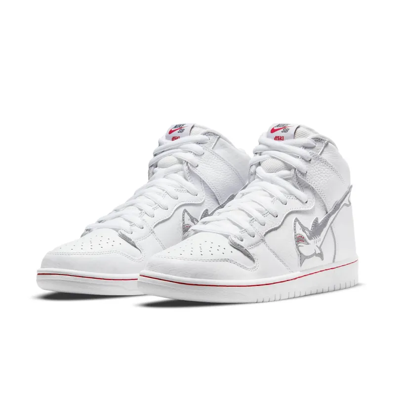Nike x Oski SB Dunk High Great White Shark – “White / Grey / Red” (DC8908-105)