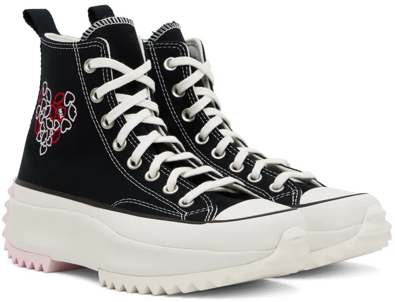 Converse Run Star Hike Platform Embroidered Hearts Black/university Red (A01598C)