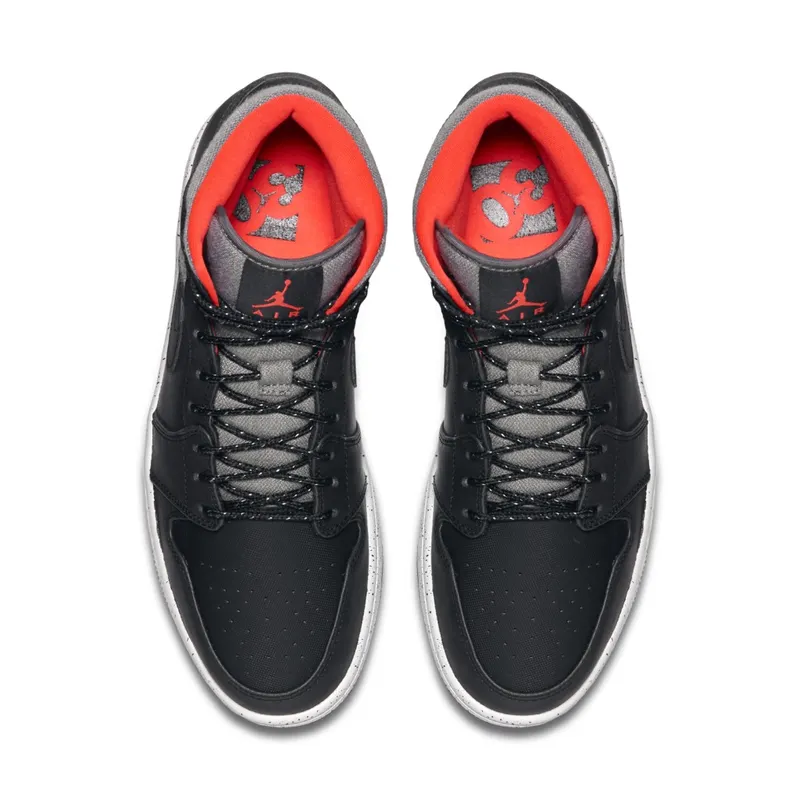 Jordan 1 Mid Holiday (2015) Black/Dark Grey-Light Bone-Infrared 23 (811124-035)