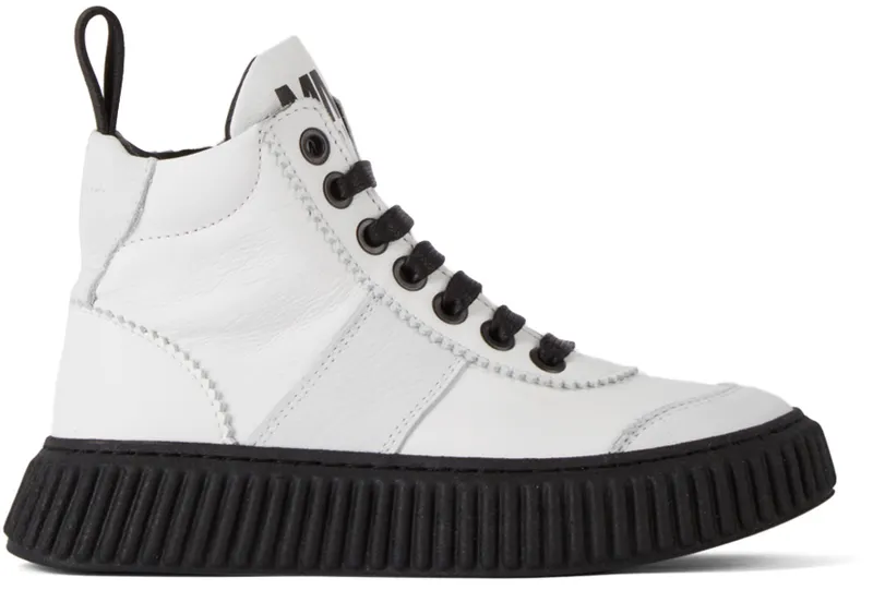MM6 Maison Margiela Kids White & Black Logo Boots (68977)