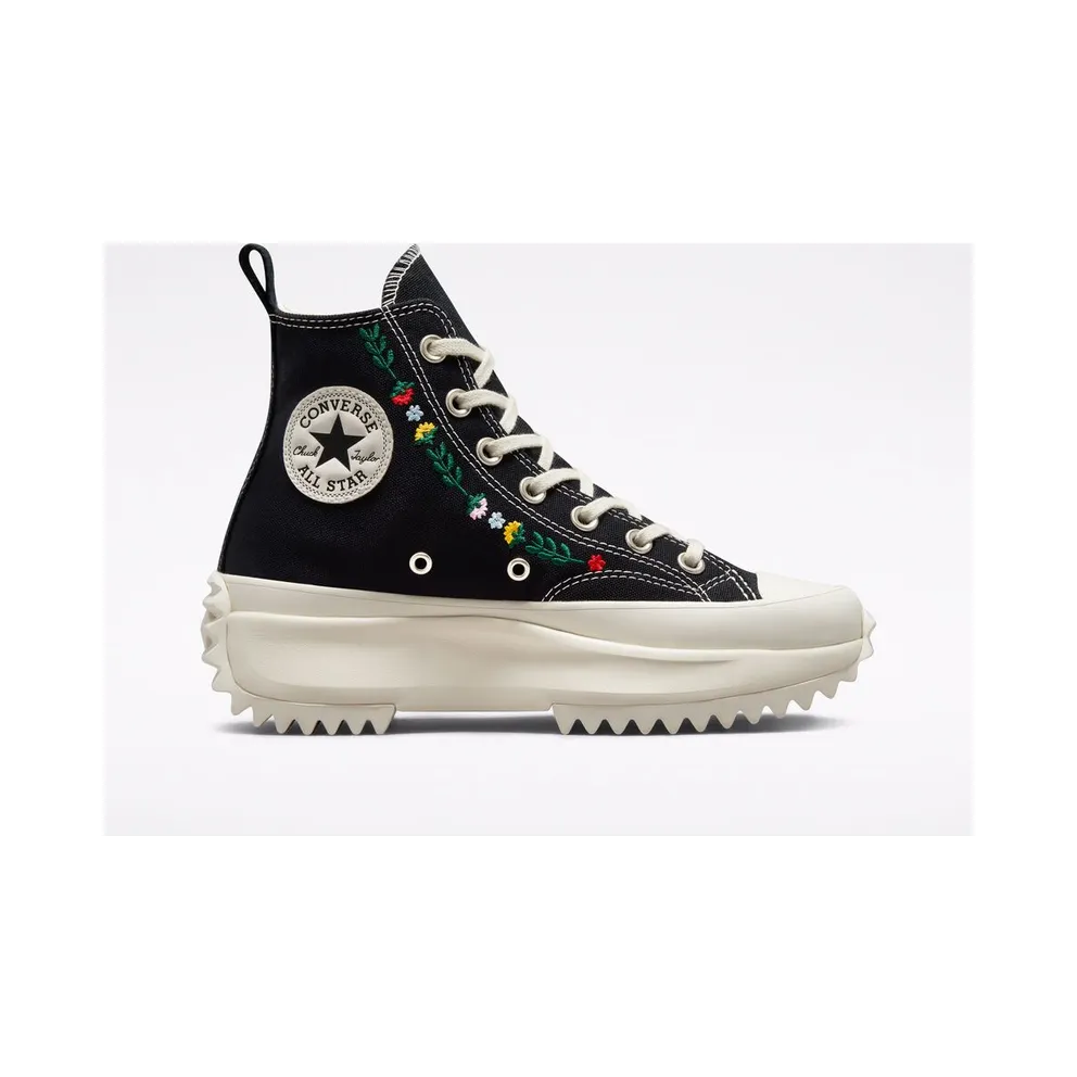 Converse Run Star Hike Platform Floral Embroidery Black/egret/midnight Clover (A02192C)