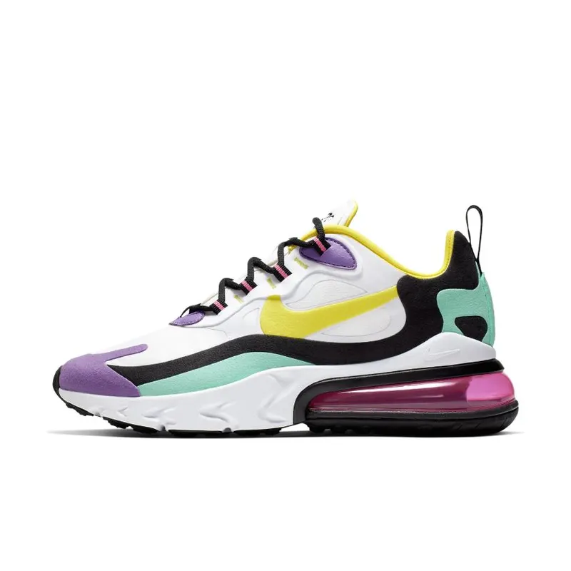 Nike Air Max 270 React Geometric Art (W) White/Black-Bright Violet-Dynamic Yellow (AT6174-101)