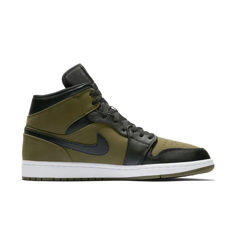 Jordan 1 Mid Olive Canvas Olive Canvas/Black-White (554724-301)