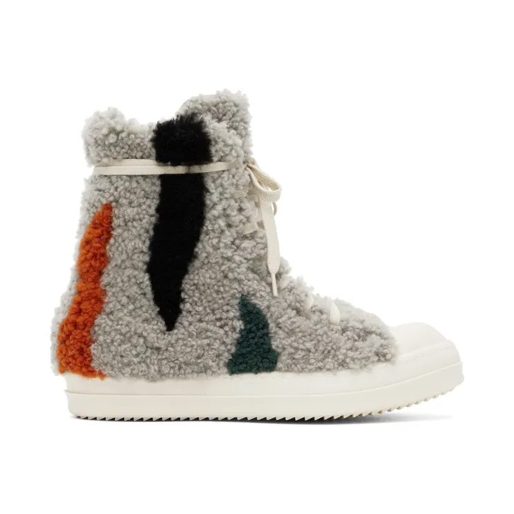 Rick Owens Gray Strobe Shearling Sneakers (RU02B2890 LSHPZE)