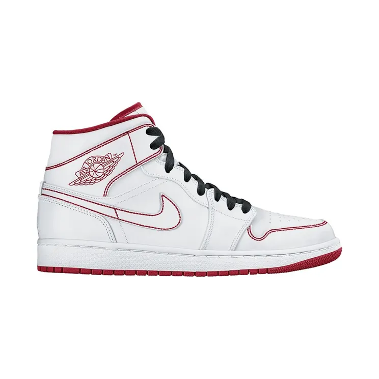 Jordan 1 Mid White Gym Red (554725-103)