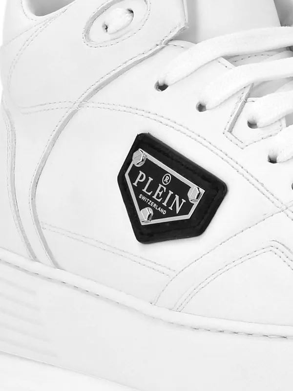 Philipp plein High-Top Lace-Up Sneakers in Smooth Leather with Perforated Toe White (UAESUSC0891PLE005N01) (3)