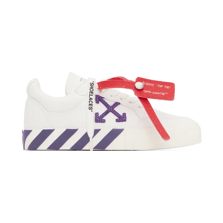 Off-White Kids White & Purple Vulcanized Sneakers (OGIA001S22FAB0010137)