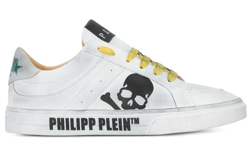 Philipp Plein Retrokickz TM leren low-top sneakers met doodskop – Wit (LAESUSC0989PLE010N)