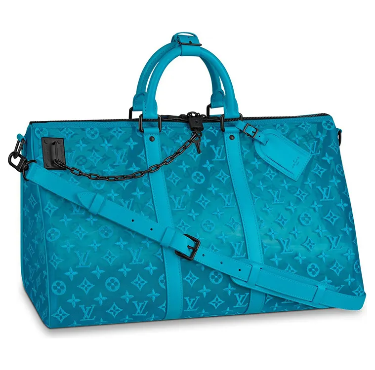 Louis Vuitton Turquoise Monogram Keepall Triangle Bandoliere 50 (2019) (M45048)