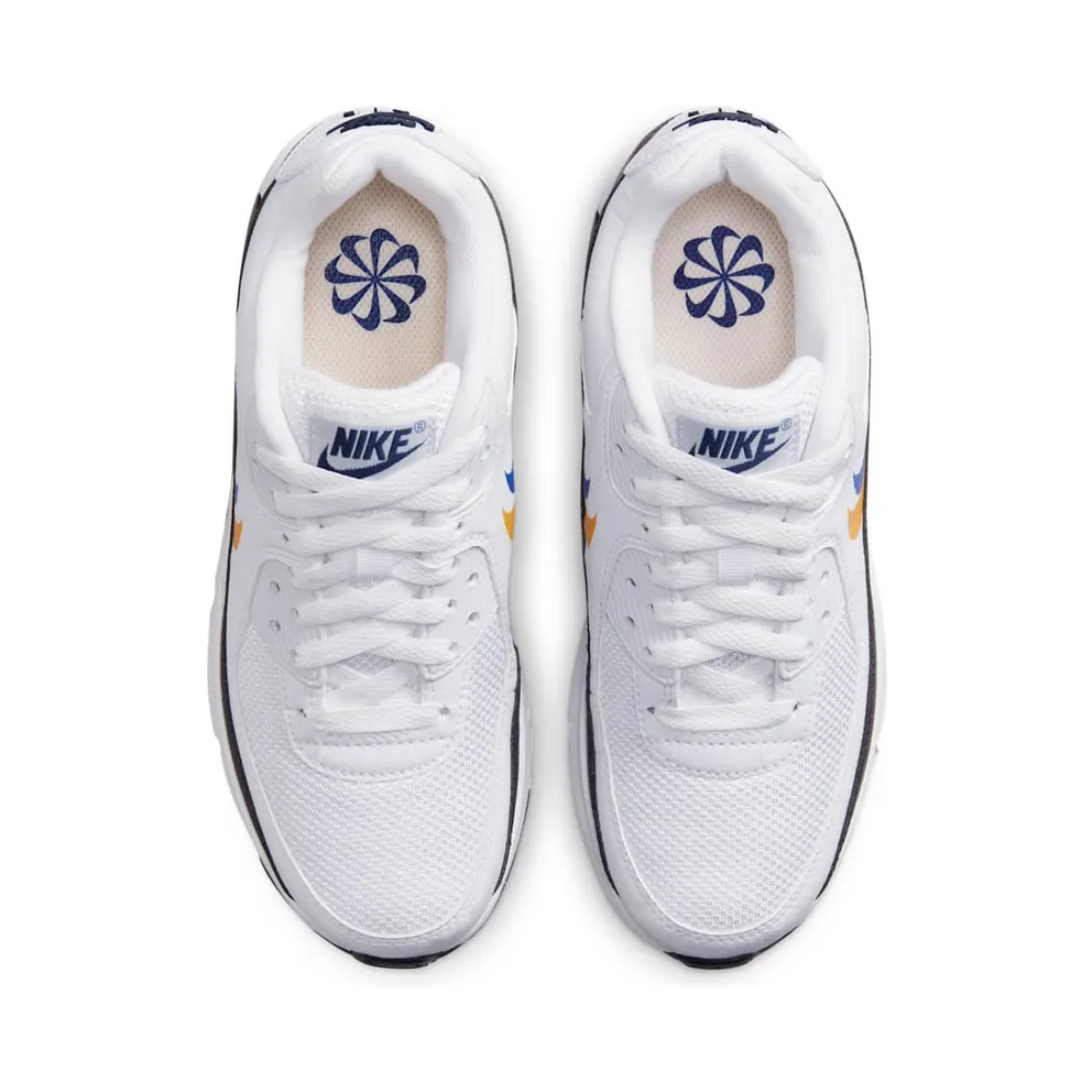 Nike Air Max 90 GS “Double Swoosh White Black Gold Royal” (FJ4592-100)