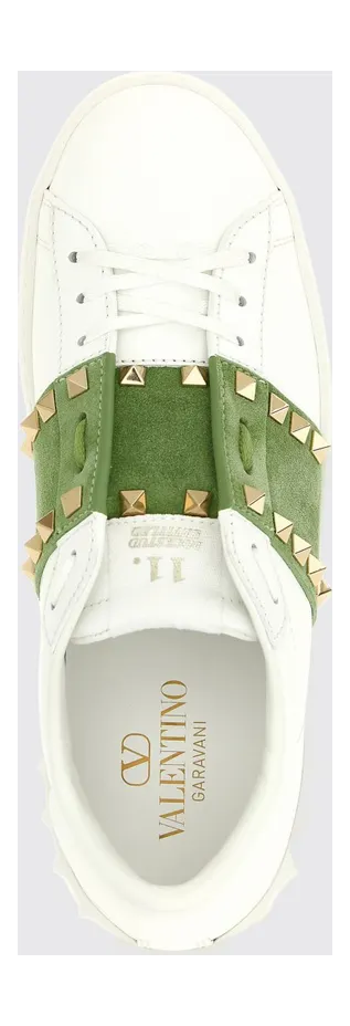 Valentino garavani Rockstud Untitled Leather and Suede Sneakers with Iconic Studs Green (S0A01ZBVDWM) (3)
