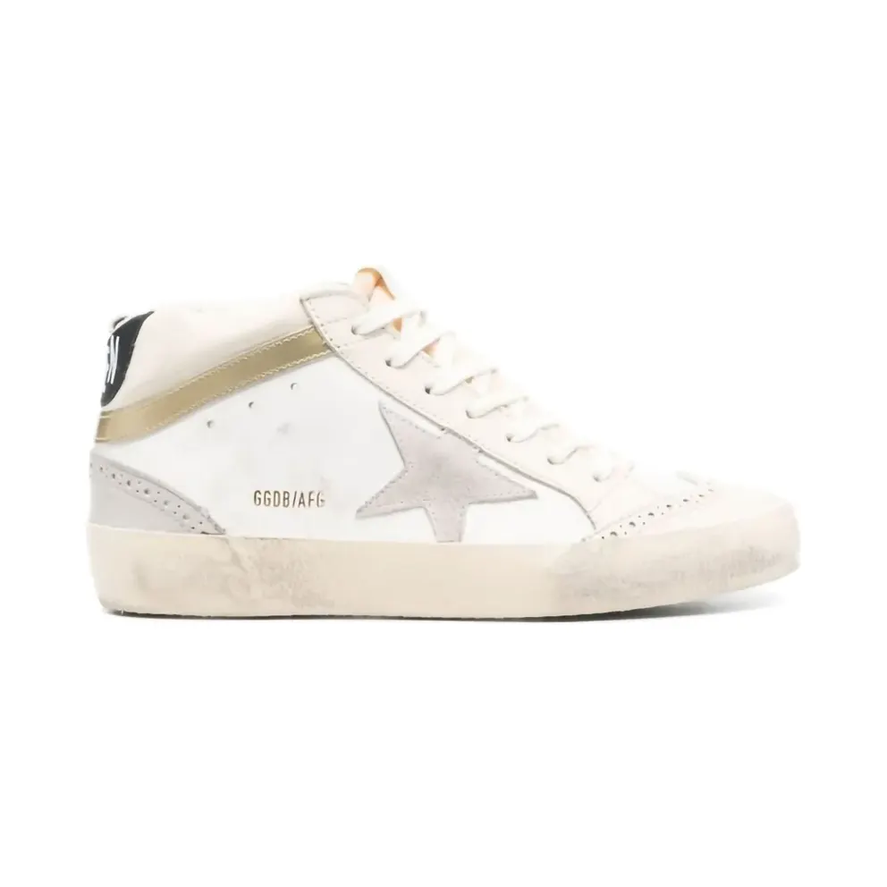 Golden Goose Mid Star Light Grey/Gold Sneakers – Weiß (GWF00123F003018)