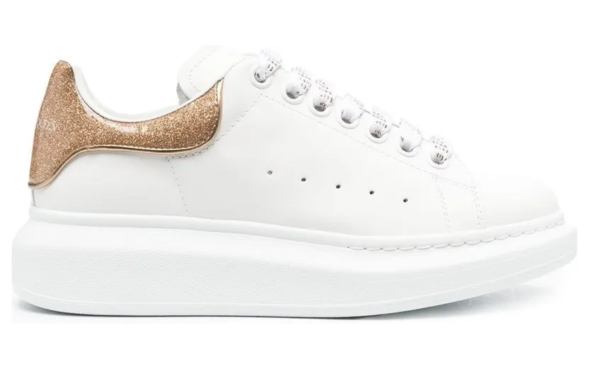 Alexander McQueen Oversized White Rose Gold Glitter (Women’s) (718239WICGJ)