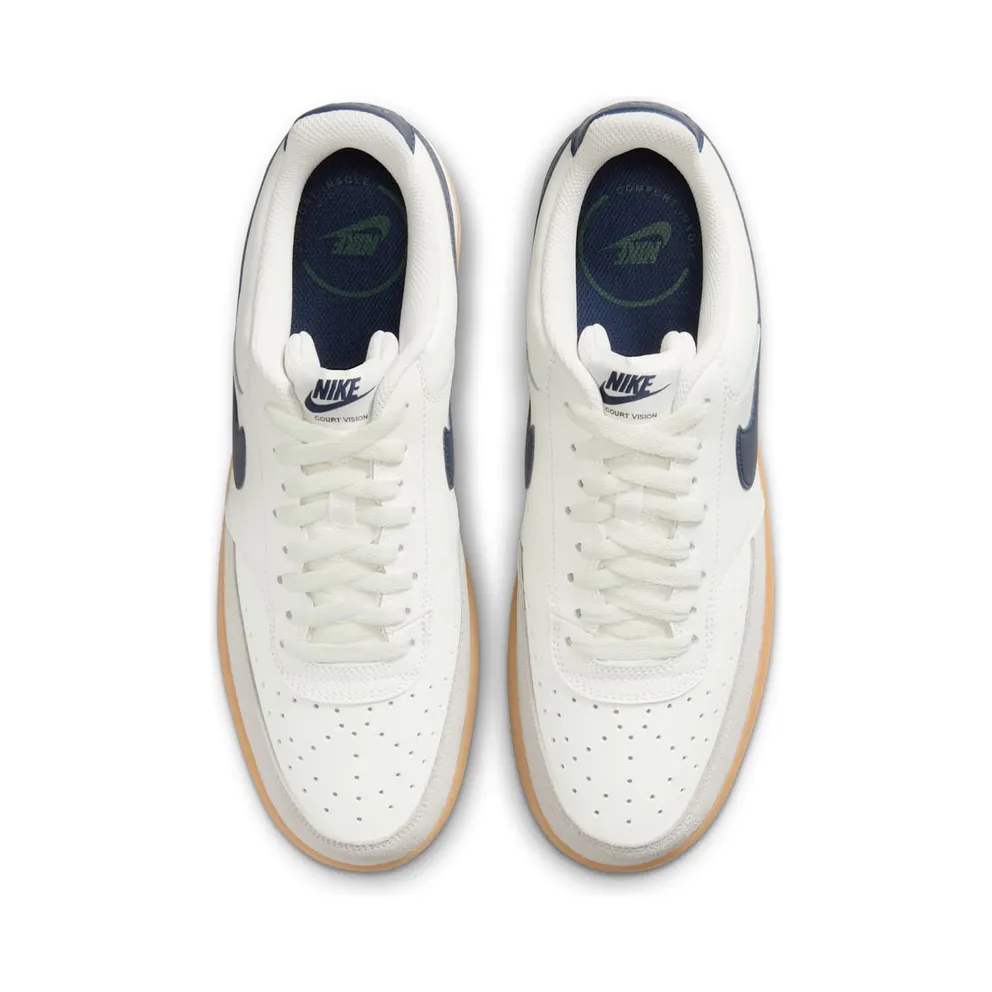 Nike Court Vision Low “Sail / Gum Light Brown / Light Iron Ore / Midnight Navy” (HF1068-133)