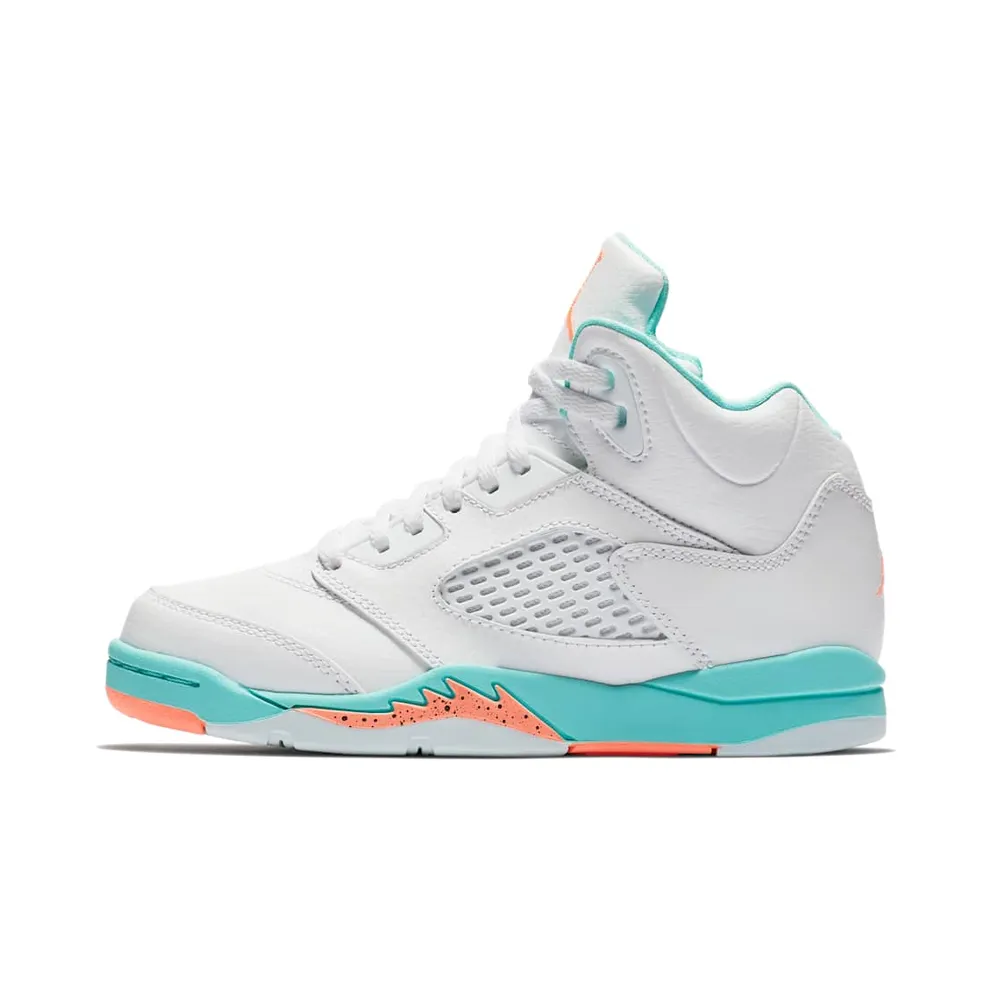 Jordan 5 Retro Light Aqua (PS) White/Crimson Pulse-Light Aqua-Black (440893-100)