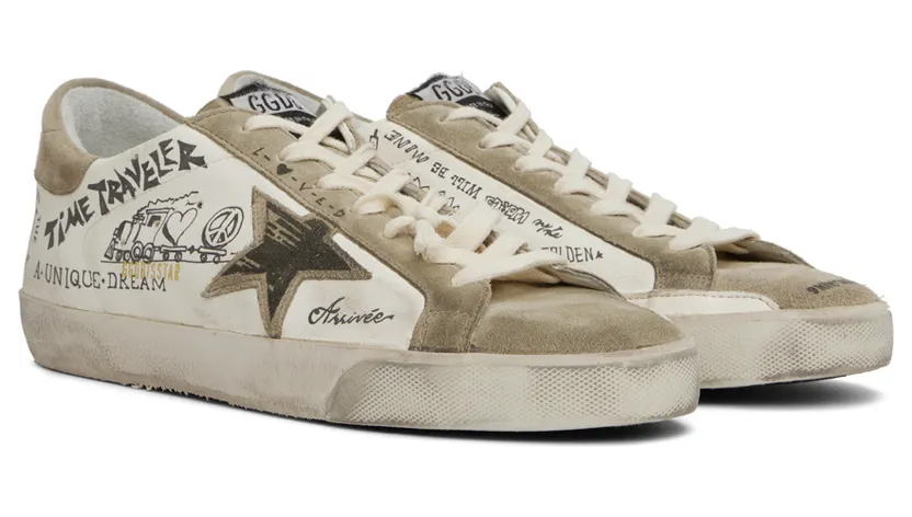 Golden Goose White & Taupe Super-Star Sneakers (GMF00101.F003284.10961) (4)