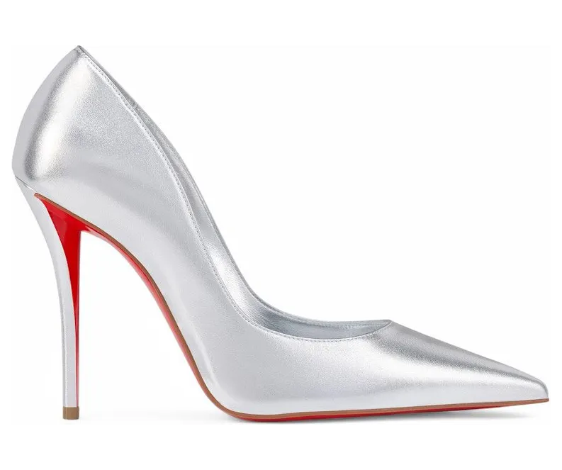 Christian Louboutin Miss Z 100mm Pump Silver Laminated Nappa Leather (1250945S211)