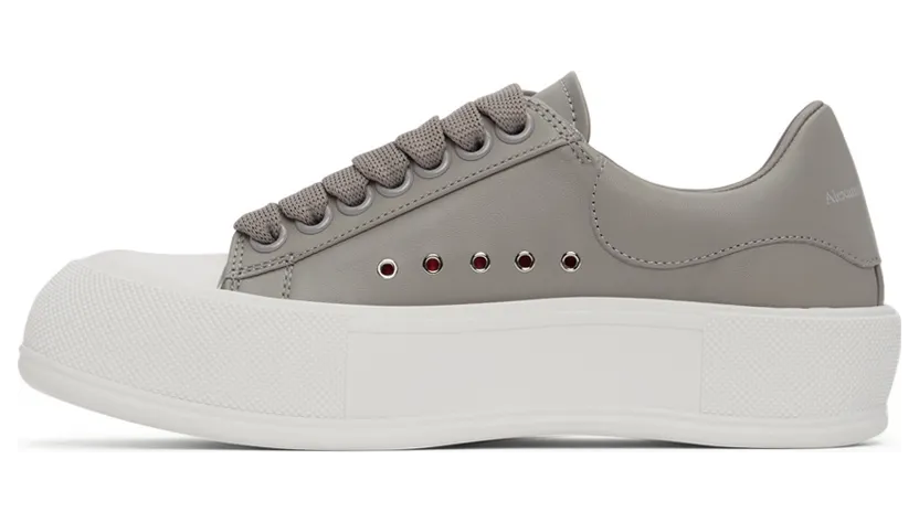 Alexander McQueen Black & White Leather Deck Plimsoll Sneakers (667245WIAB6) (3)