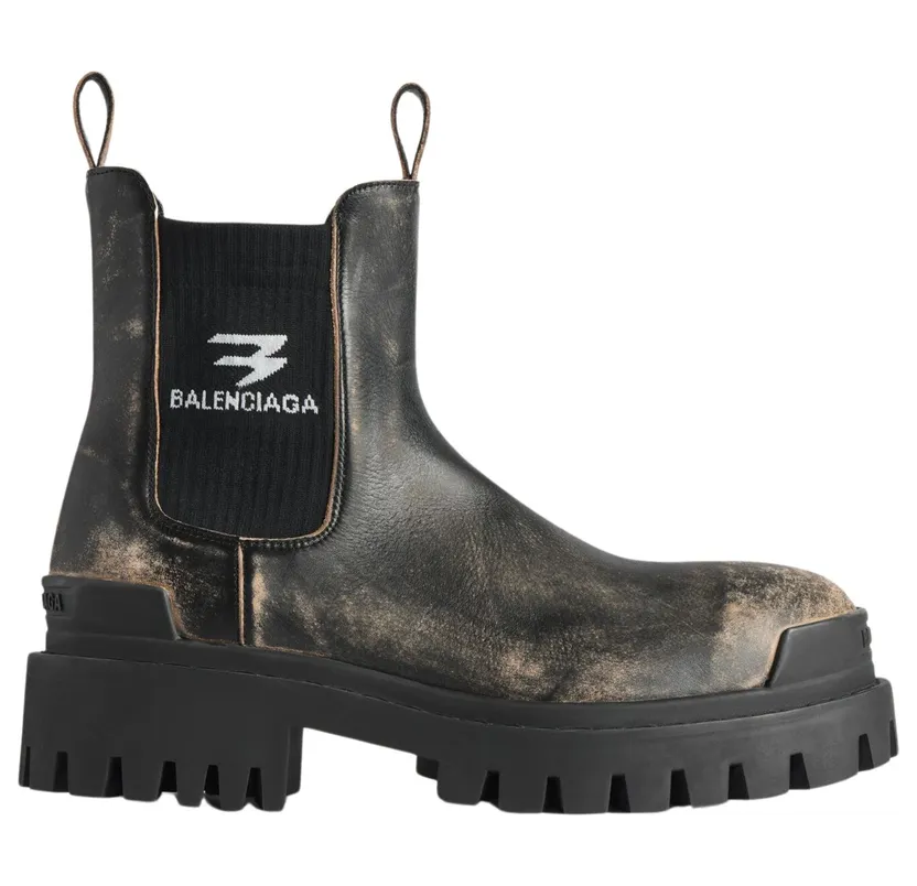 Balenciaga Strike Chelsea Boot Worn-Out Black Beige