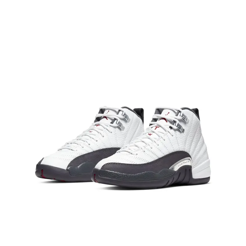 Jordan 12 Retro White Dark Grey (GS) White/Dark Grey-Gym Red (153265-160)