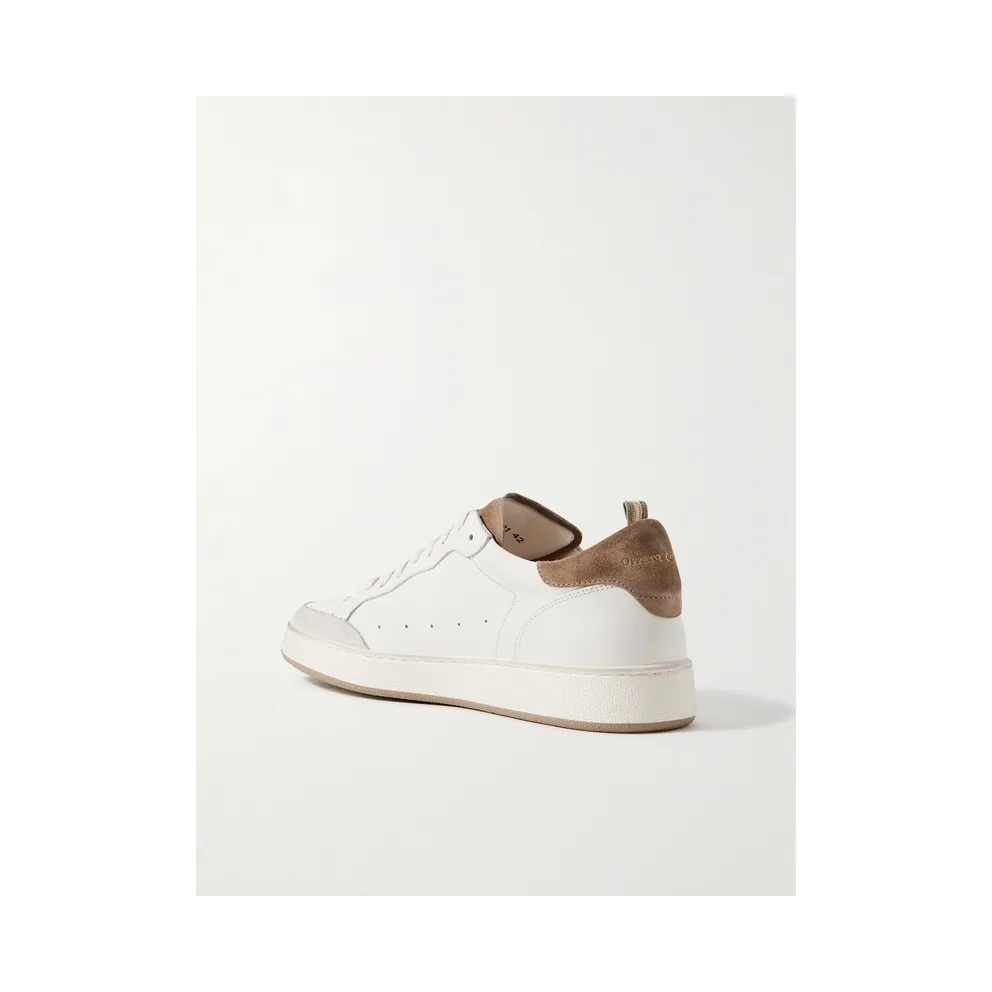 Officine Creative The Answer 001 Distressed Suede-Trimmed Leather White (OCUANSW001-CVCOM00000LC128)
