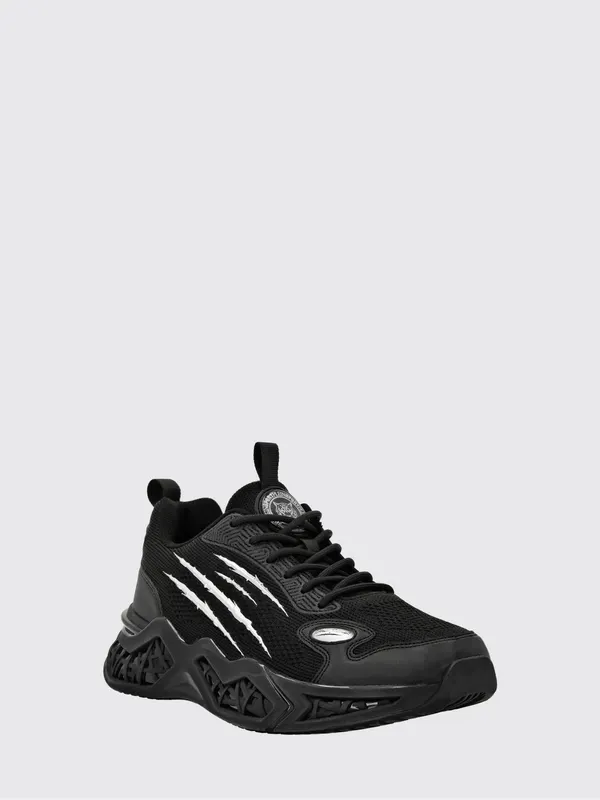 Plein Sport Lace-Up Low-Top Sneakers in Technical Mesh with Rear Logo Black (FABSUSC0338STE003N02)