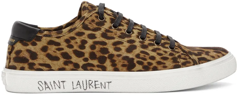 Saint Laurent Beige & Black Print Malibu Low-Top (6064081VV10)