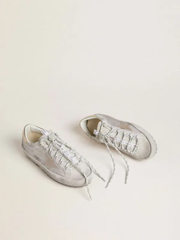 Golden Goose Super-Star Ski In Light Gray Nylon With Metallic Leather Star And Heel Tab (GWF01001.F007846.60635) (2)