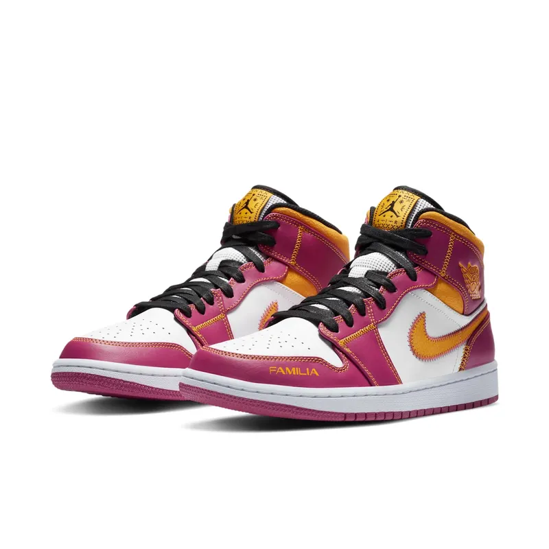Jordan 1 Mid Dia de los Muertos White/Fuchsia-Orange-Black (DC0350-100)