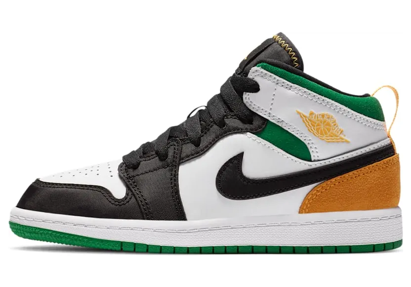 Jordan 1 Mid SE White Laser Orange Lucky Green (PS) “White / Black / Lucky Green / Laser Orange” (BQ6932-101)