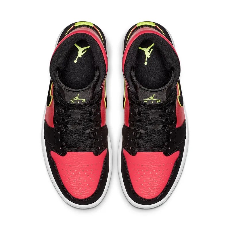Jordan 1 Mid Black Hot Punch (W) Black/Volt-Hot Punch-White (BQ6472-006)