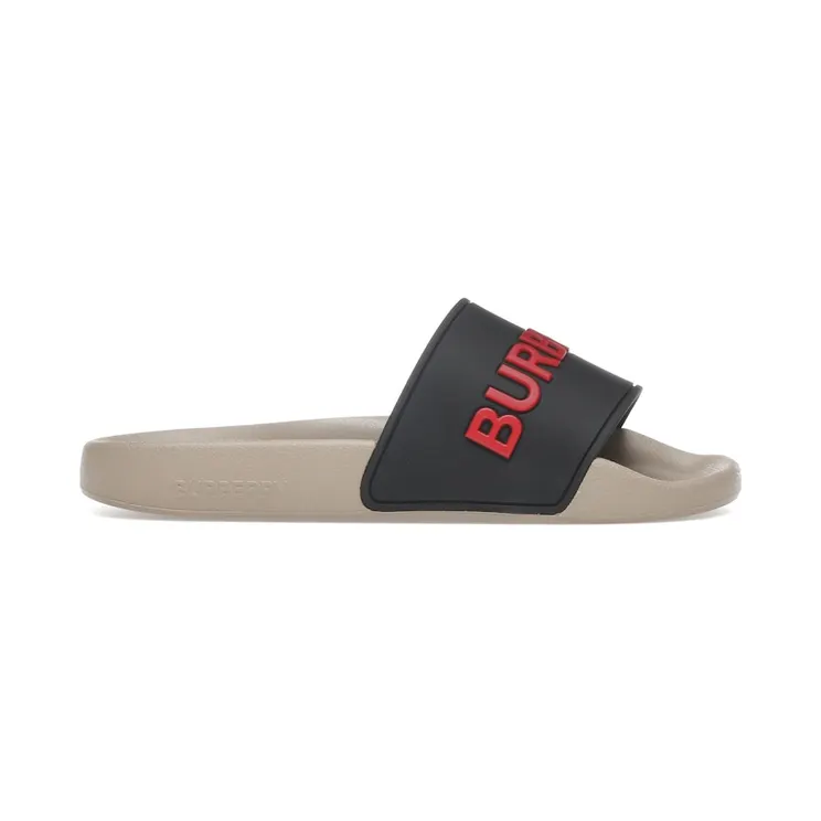 Burberry Embossed Logo Slide Black Red Tan (8058897 00002)