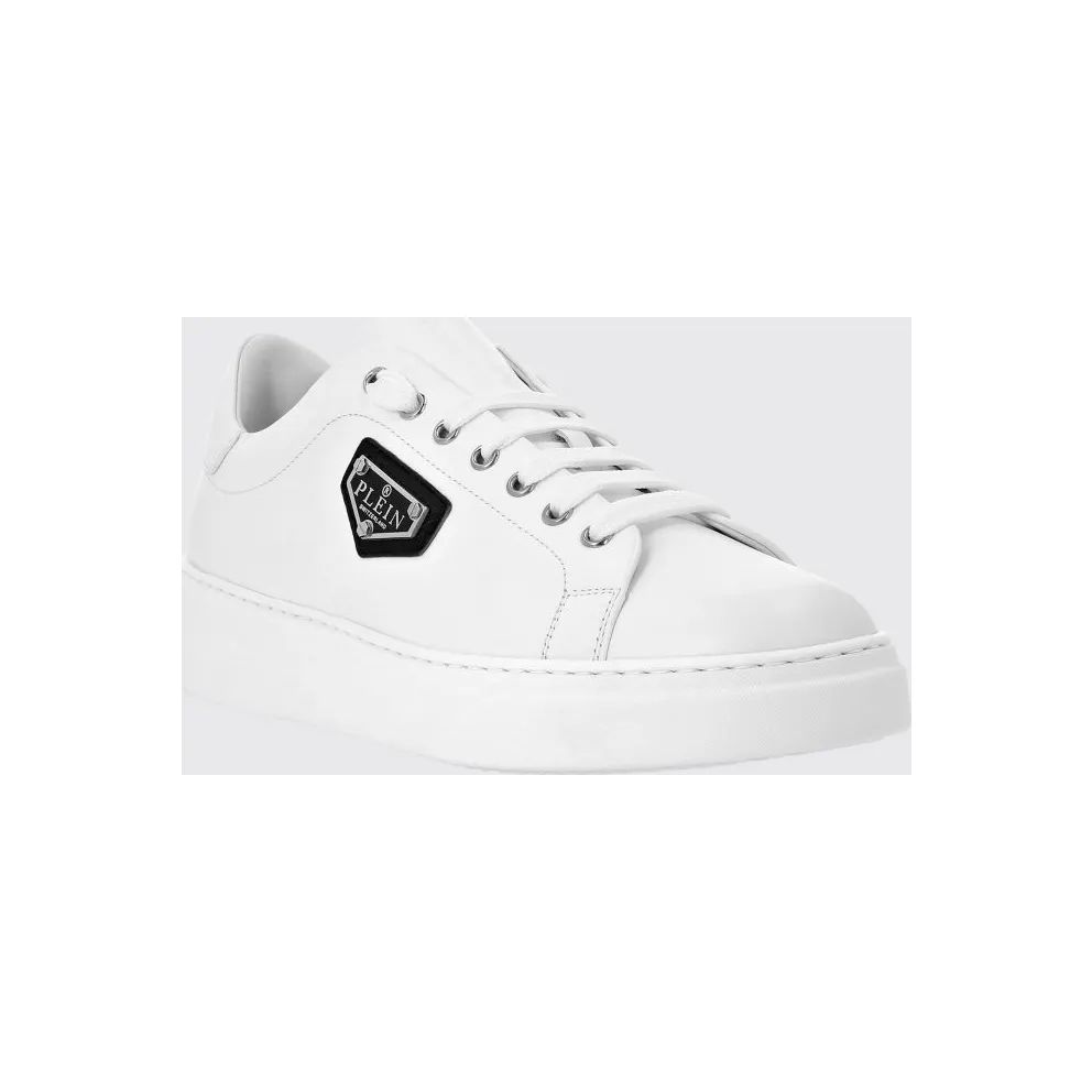 Philipp plein Smooth Leather Low-Top with Applied Side Logo White (UADSUSC0701PLE075N01)