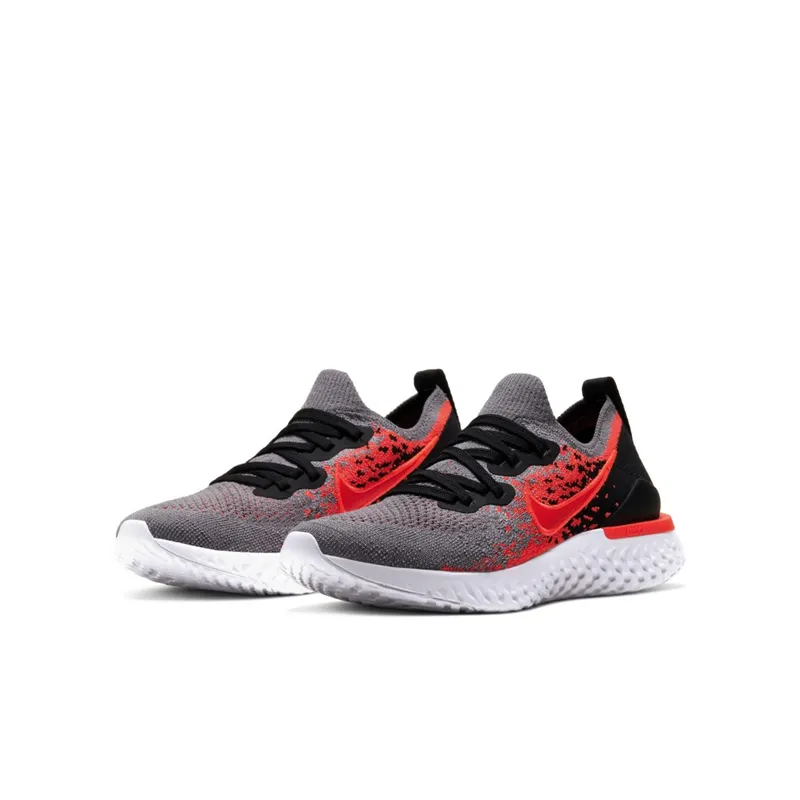 Nike Epic React Flyknit 2 Cool Grey Bright Crimson (GS) Cool Grey/Black/White (AQ3243-014)