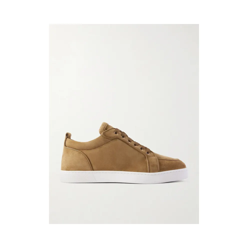 Christian Louboutin Rantulow Orlato Grosgrain-Trimmed Suede Sneakers Taupe (3240733)