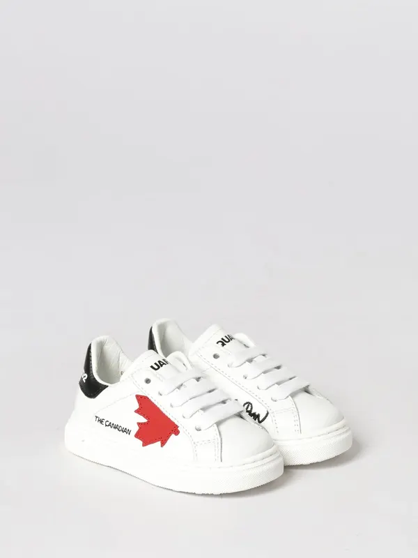 Dsquared2 Boy’s Low-Top Calfskin with Printed Logo White (8266501)