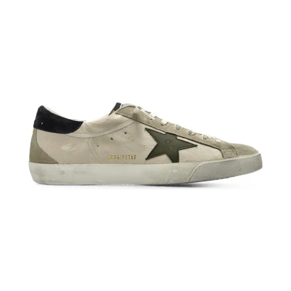 Golden Goose Super-Star Cream Grey Olive Green Dark Blue