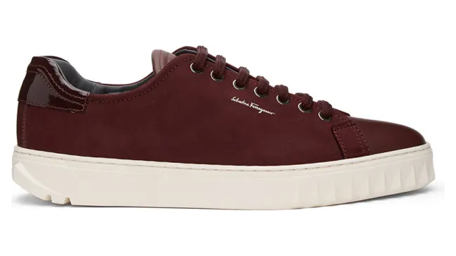 Salvatore Ferragamo Burgundy Nubuck Cube Sneakers (02A888 0732525)